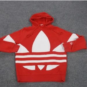 "New" Red & Whte Men's adidas Originals BIG Trefoil Hoodie Sweatshirt Size XL.